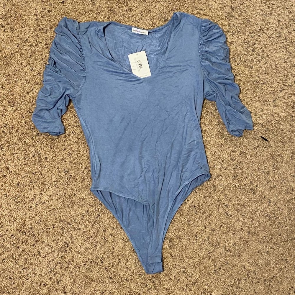 Baby Blue Rouched Sleeve Bodysuit